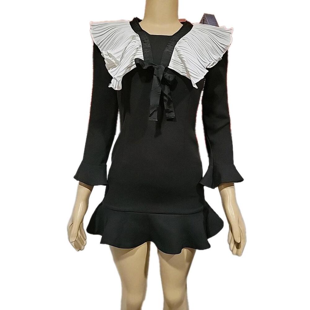 Amy Company Women's XS Dress Mini rare Ruffled Black & White #C
